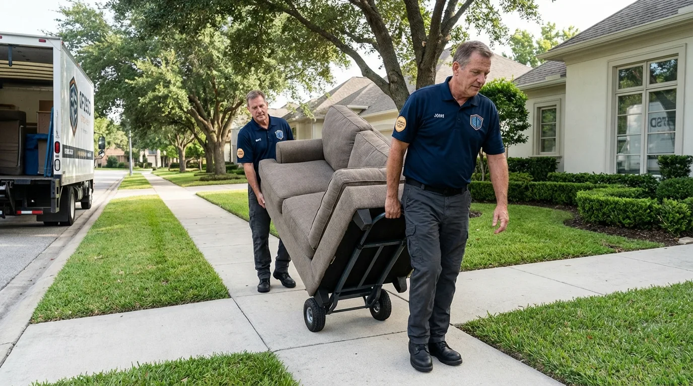 Local residential moving crew loading furniture in Sartell, MN