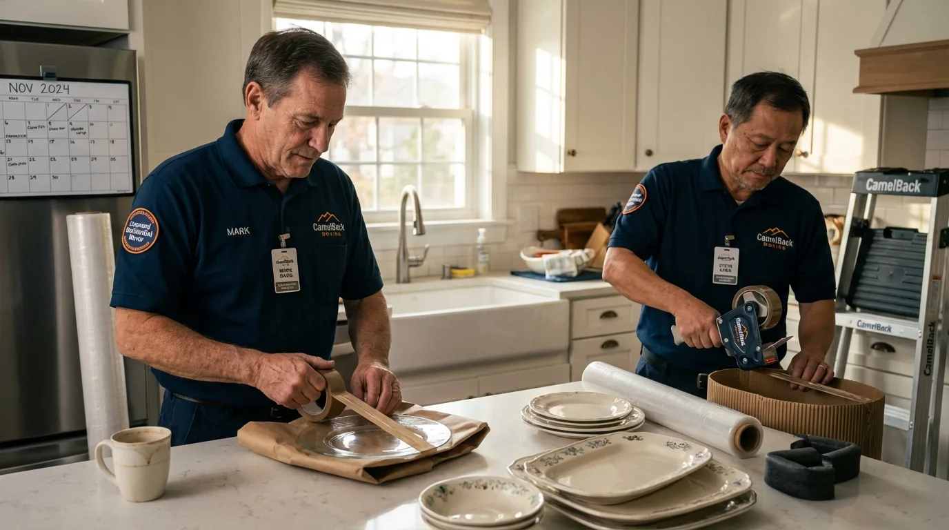 Professional crew packing kitchen dishware in Sartell, MN